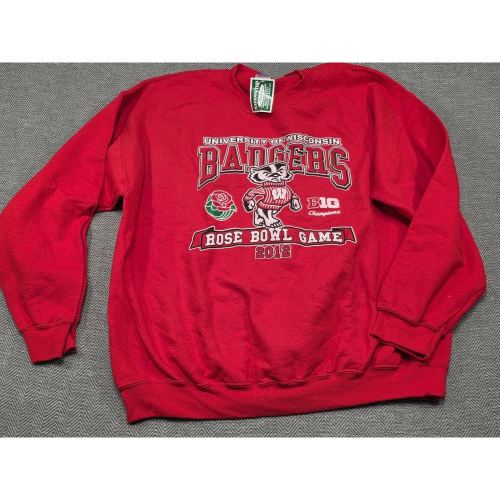 Gildan Wisconsin Badgers Rose Bowl 2012‎ Big 10 Champions Red Sweatshirt Mens XL